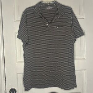 Vineyard Vines Men’s Edgartown Polo Shirt Gray Striped Pima Cotton Stretch L